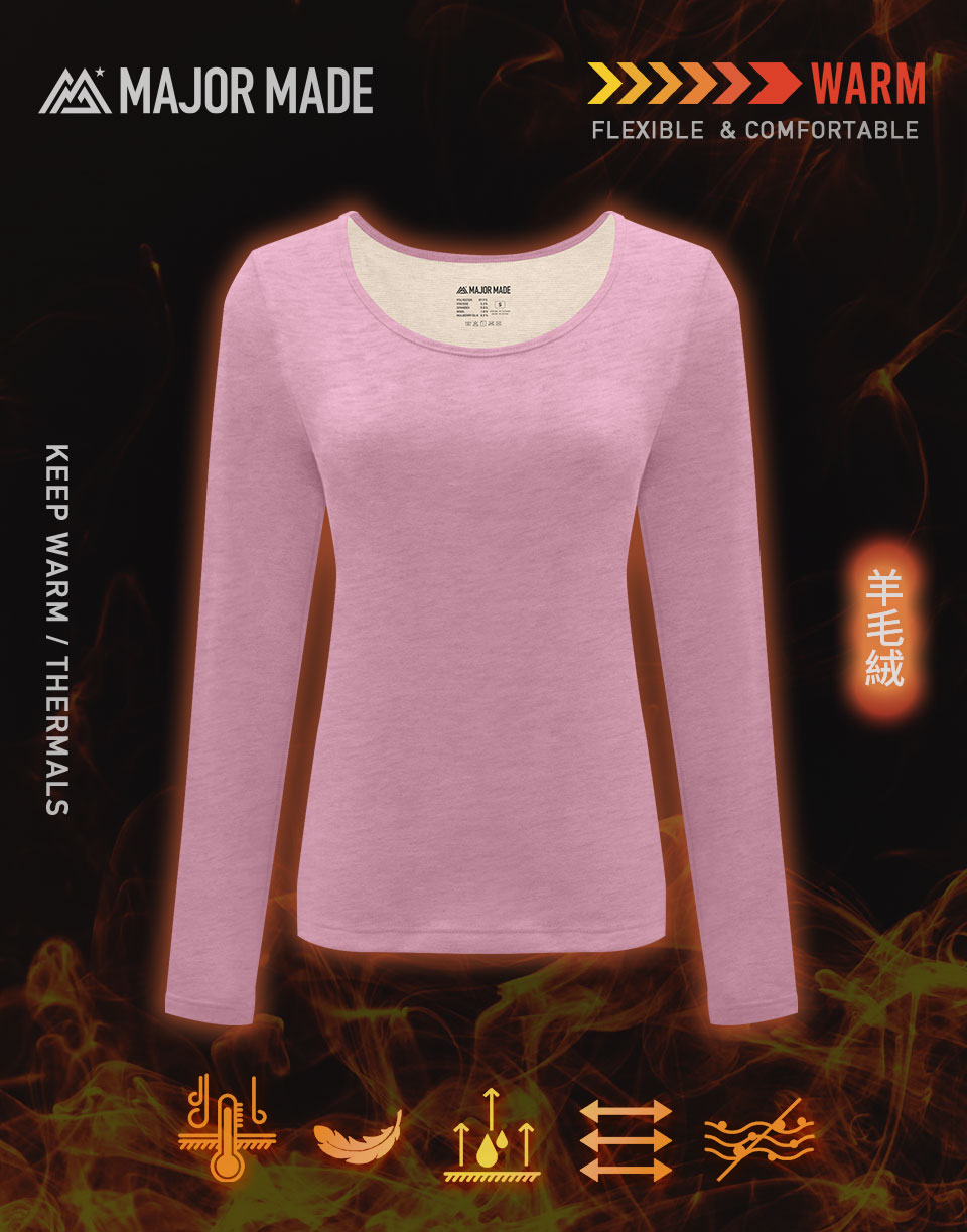 四代羊絨柔軟圓領發熱衣