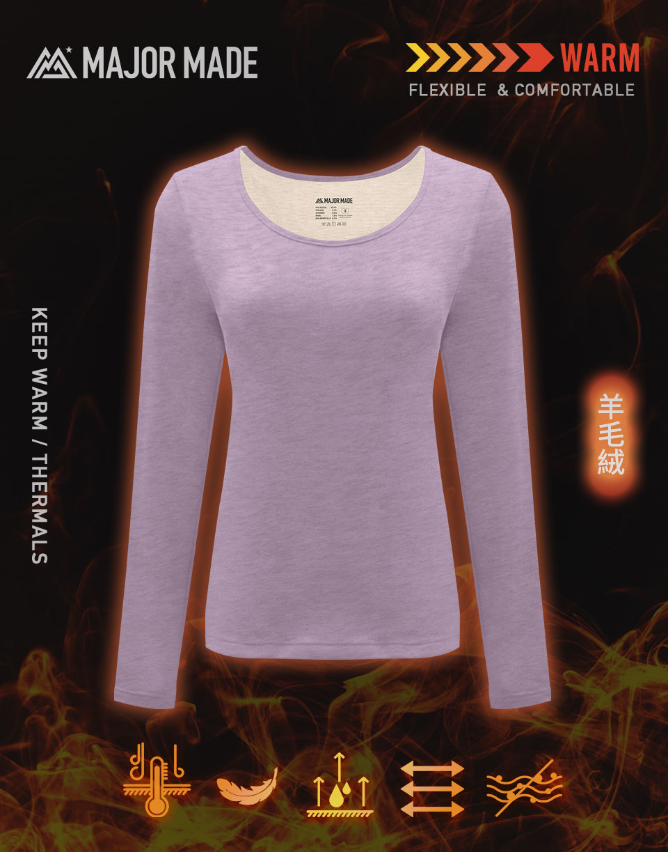 四代羊絨柔軟圓領發熱衣