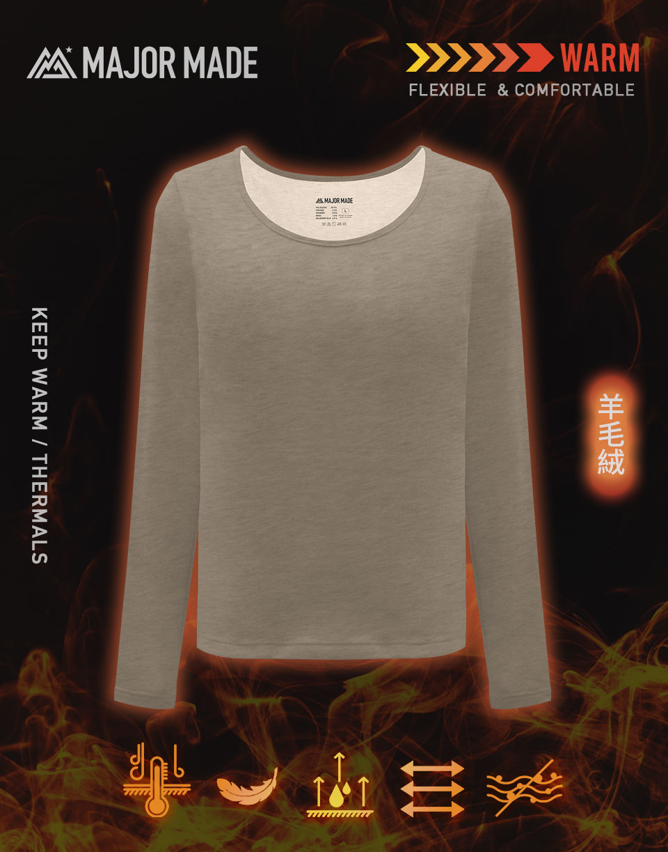 四代羊絨柔軟圓領發熱衣