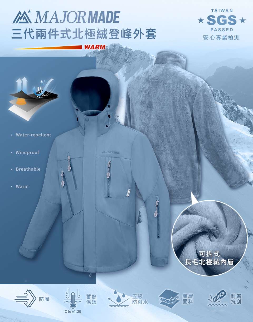 三代兩件式北極絨登峰外套