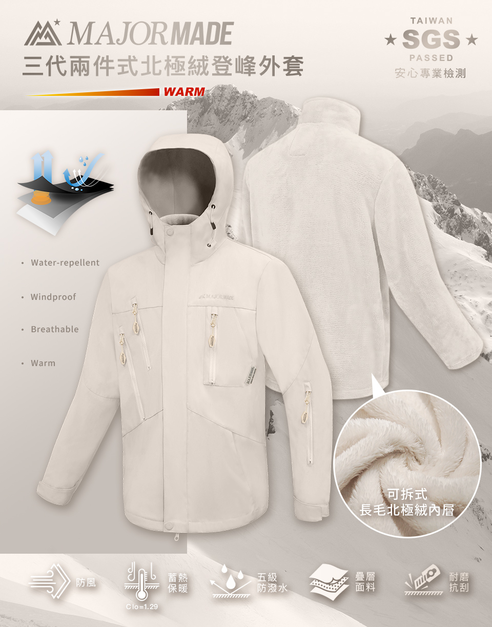 三代兩件式北極絨登峰外套