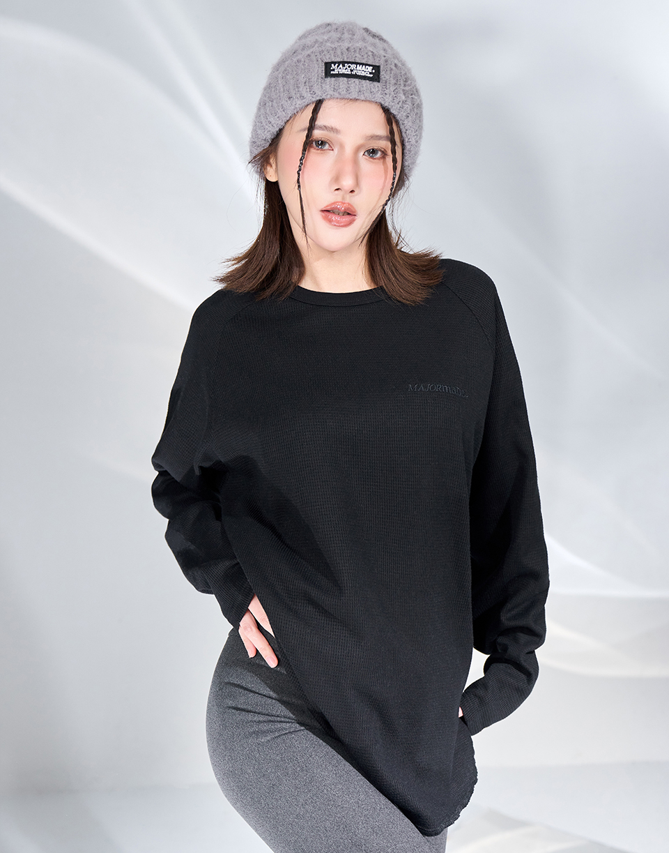 華夫格下圓弧剪裁長T