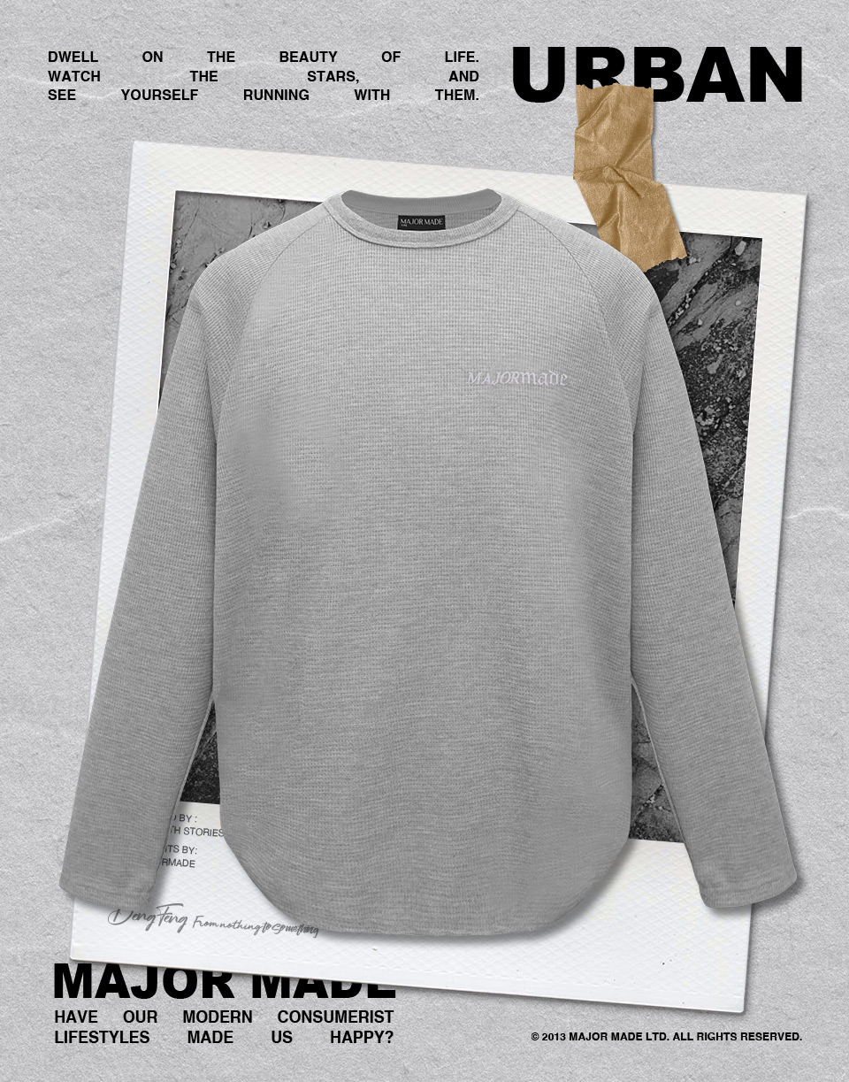 華夫格下圓弧剪裁長T