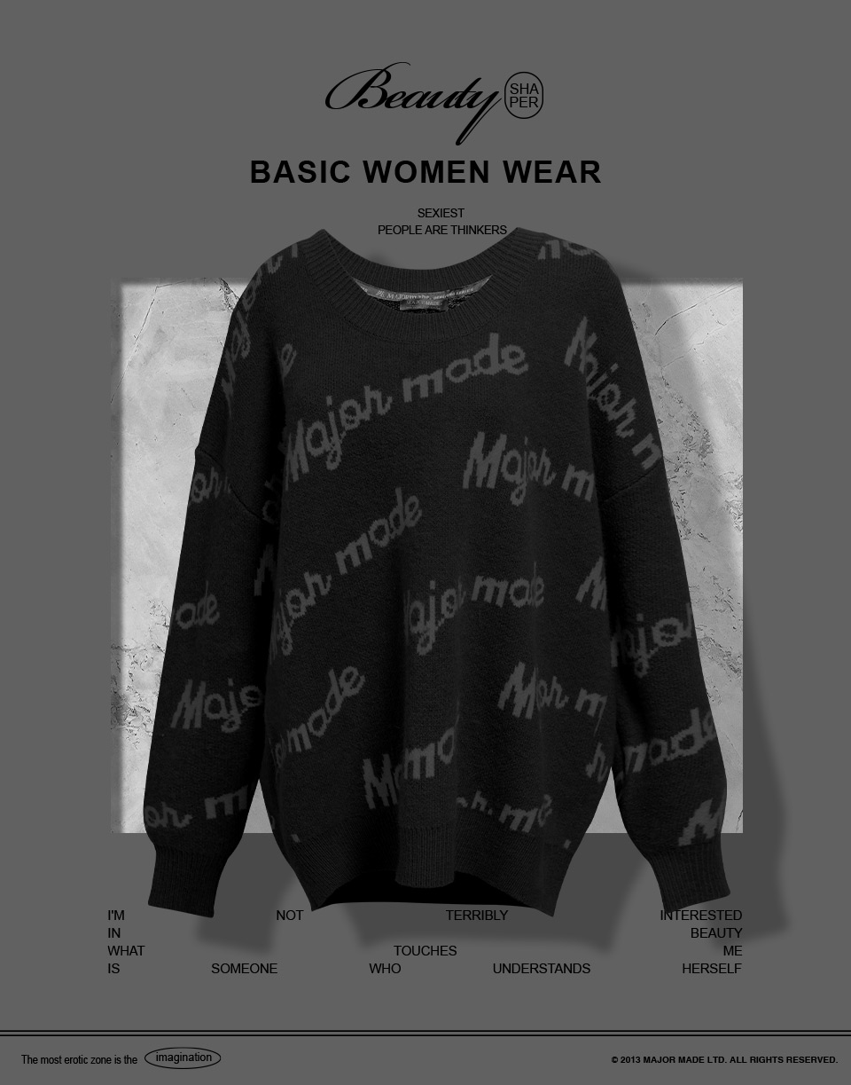 草寫字厚實針織毛衣