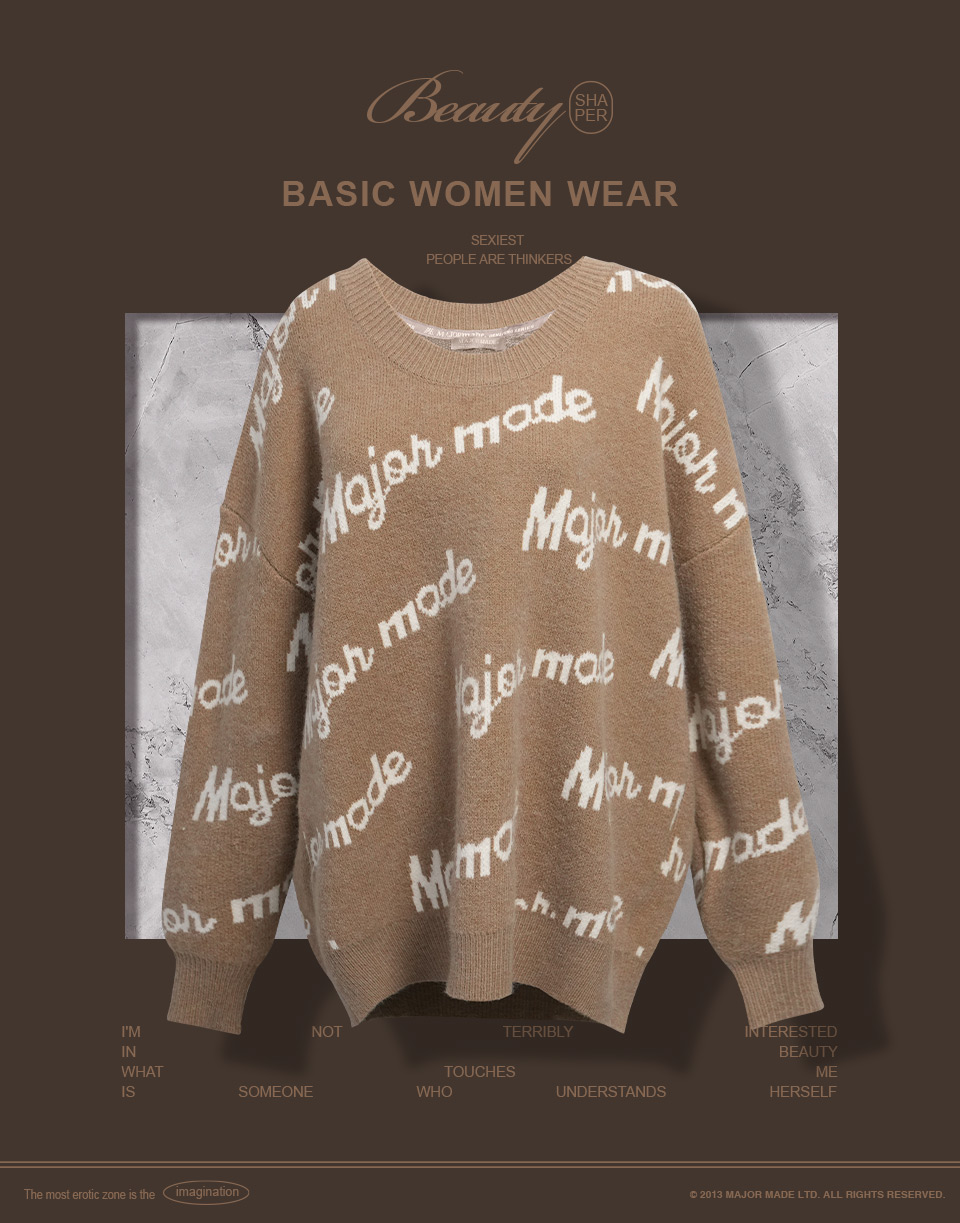 草寫字厚實針織毛衣