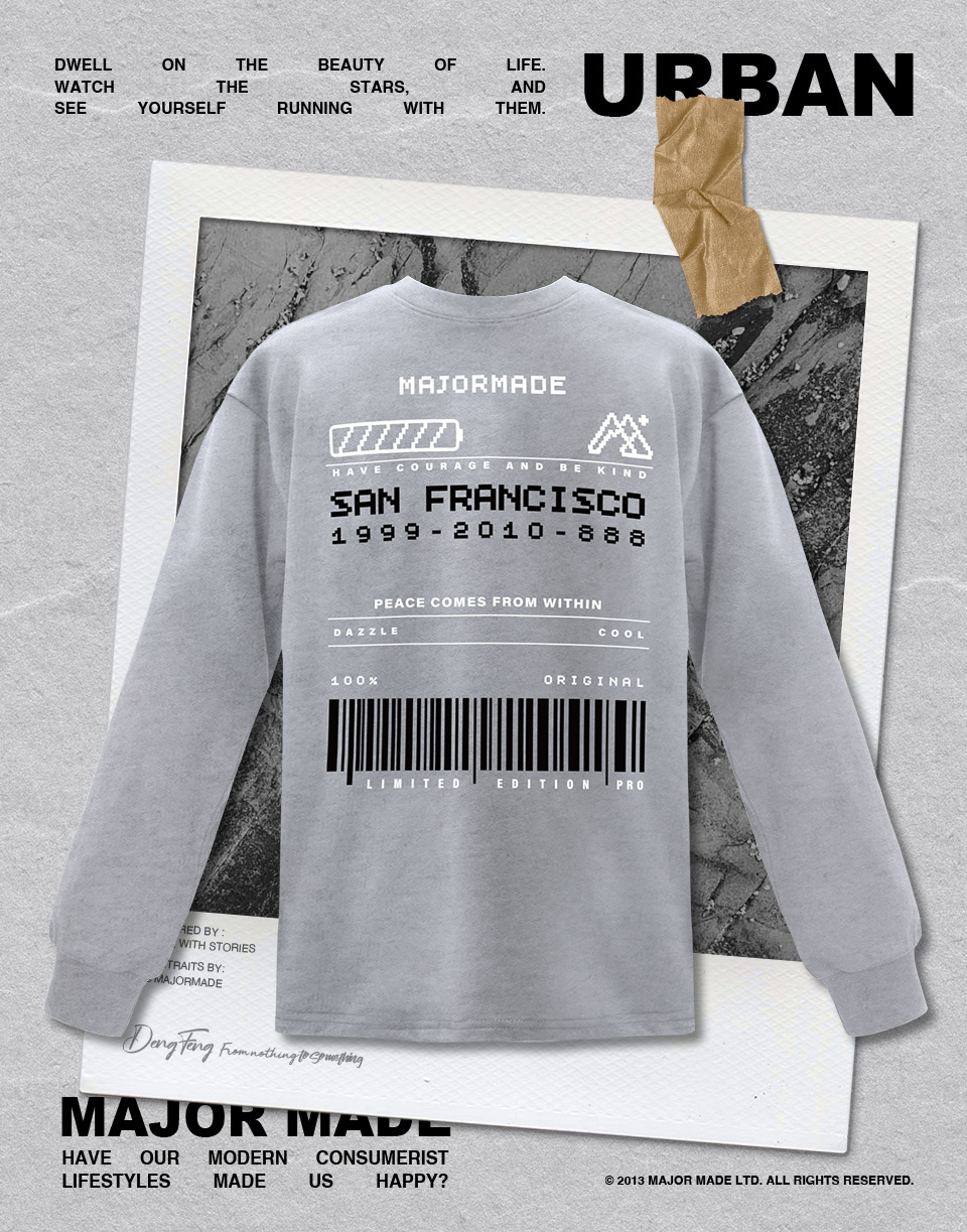 舊金山條碼麻棉長T