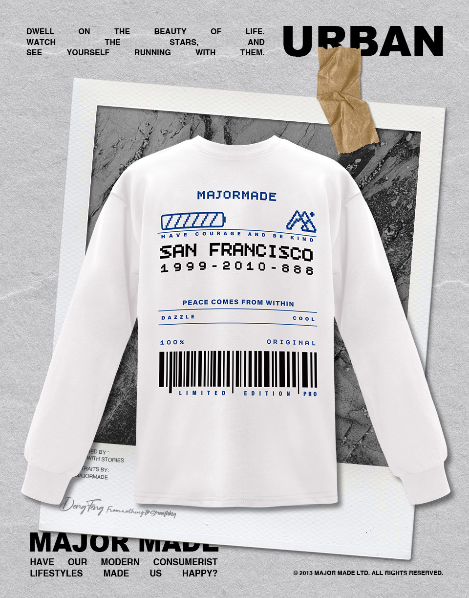 舊金山條碼麻棉長T