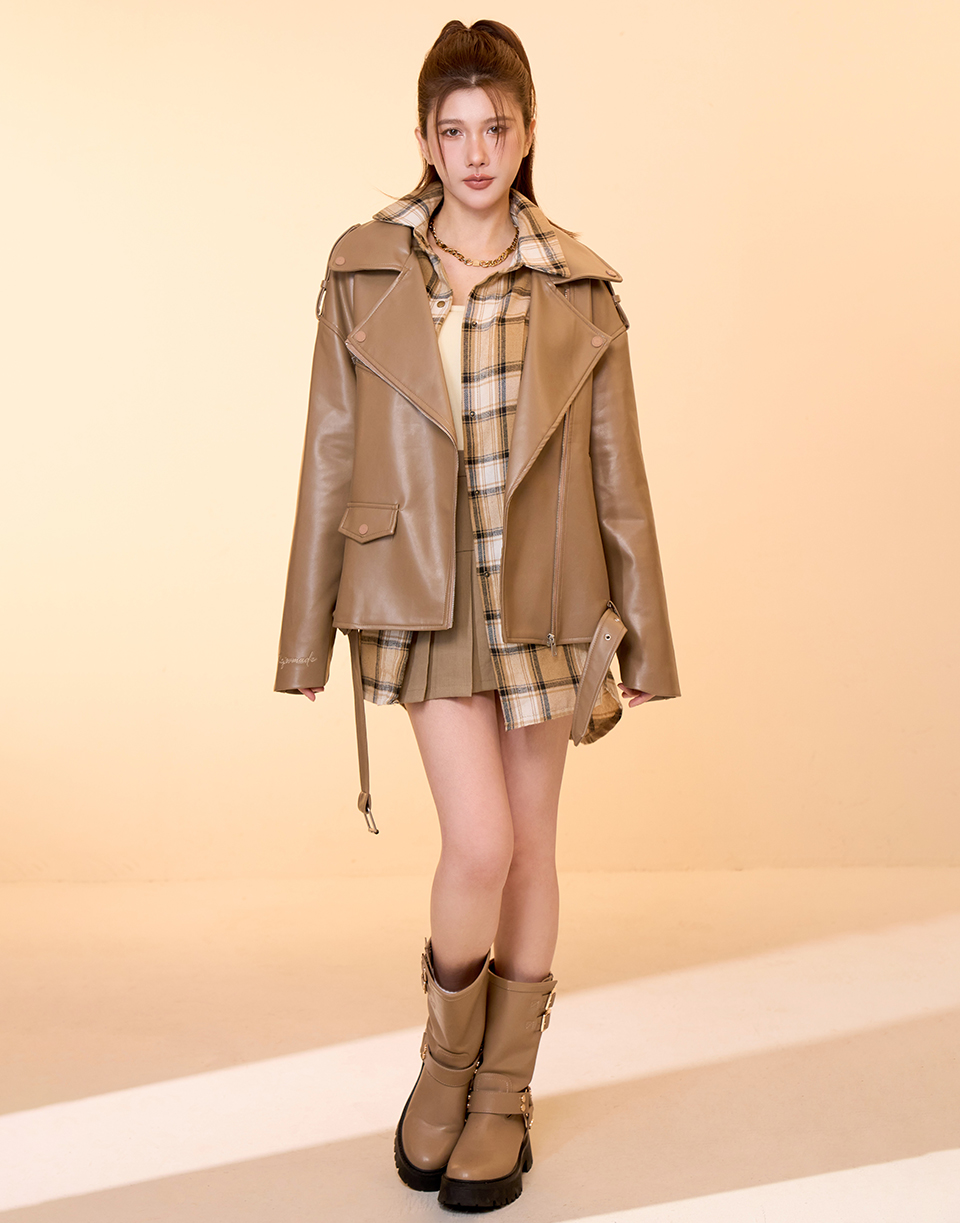 Major雙釦帶厚底中筒軍靴