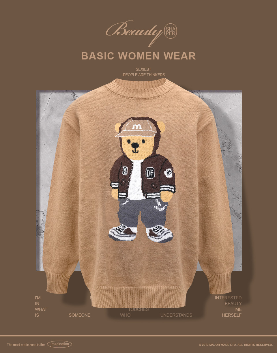 厚磅登峰熊長版針織毛衣