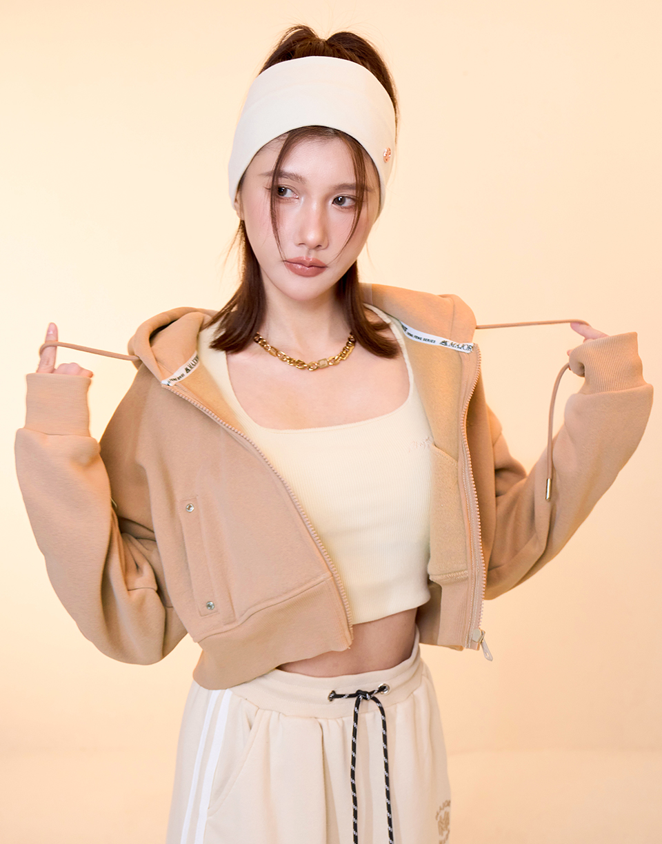 品牌短版內刷毛外套'