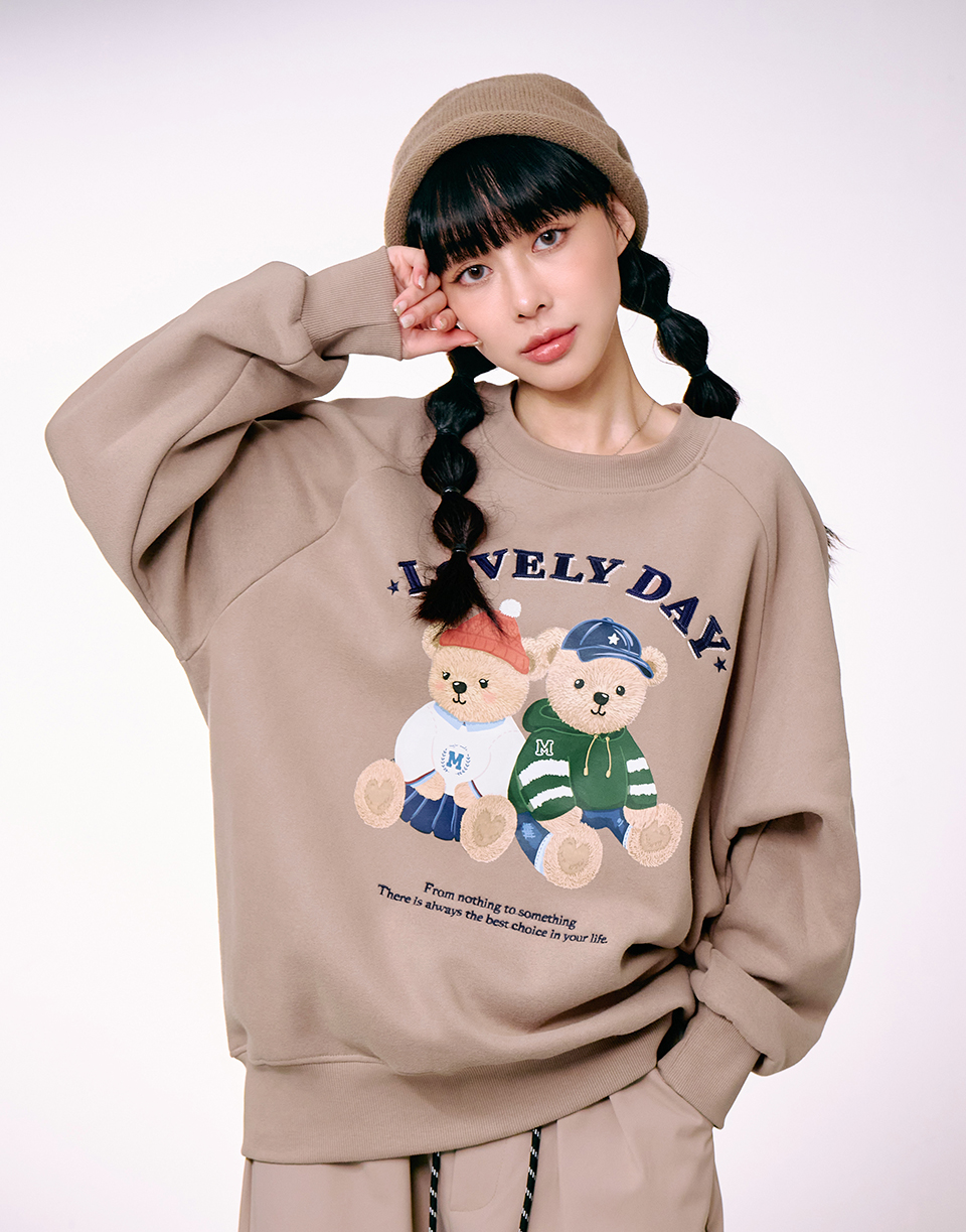 約會登峰熊厚磅數刷毛大學T