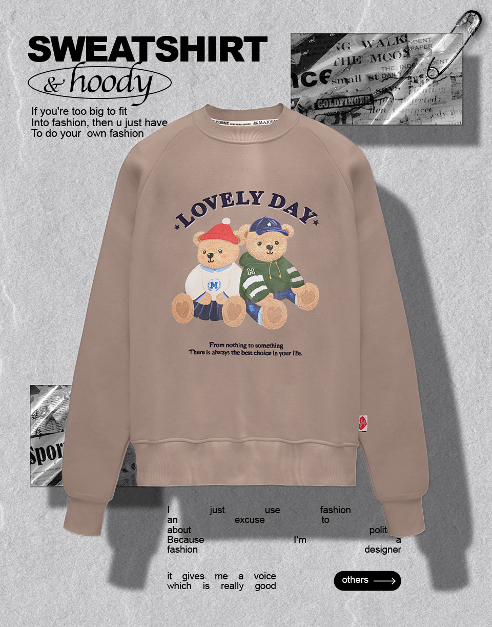 約會登峰熊厚磅數刷毛大學T