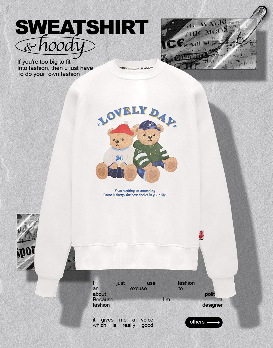 約會登峰熊厚磅數刷毛大學T