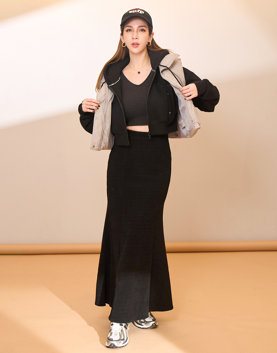 修身顯瘦坑條魚尾裙