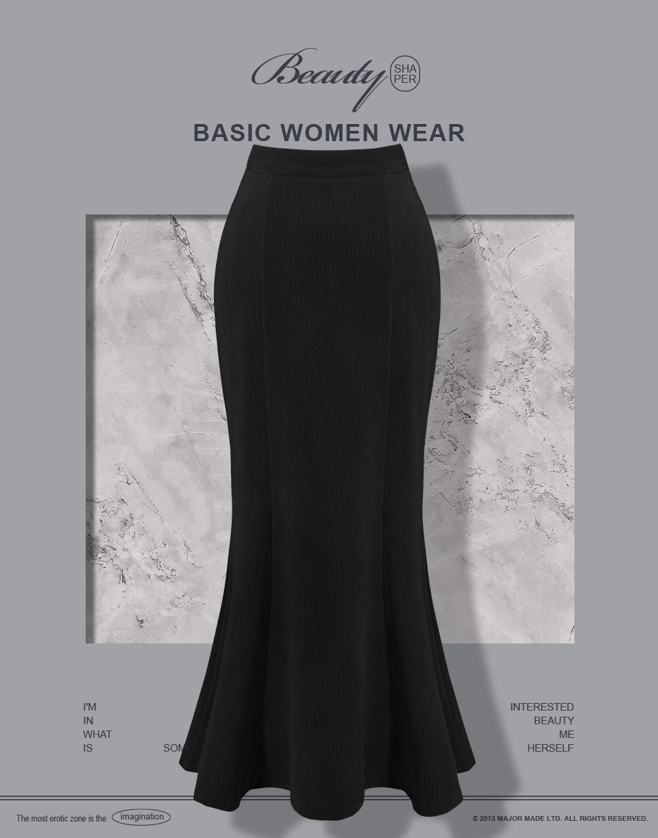 修身顯瘦坑條魚尾裙