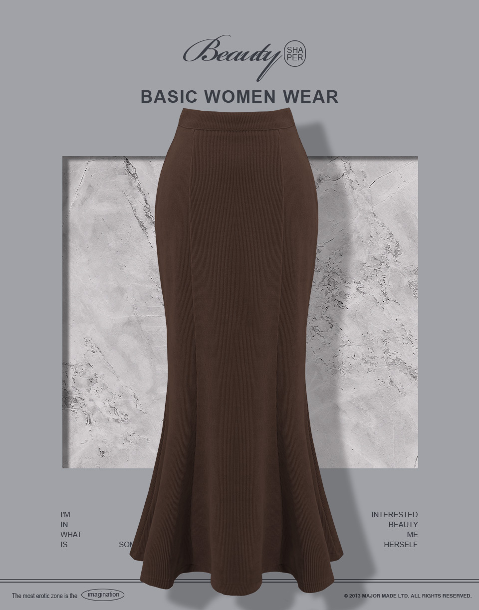 修身顯瘦坑條魚尾裙