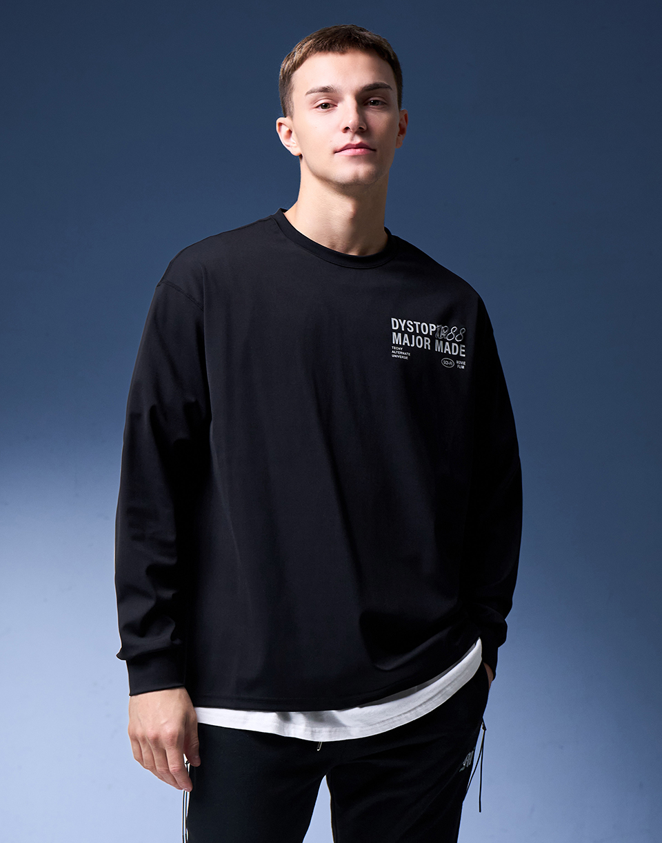 疊層草寫字彈力機能長T