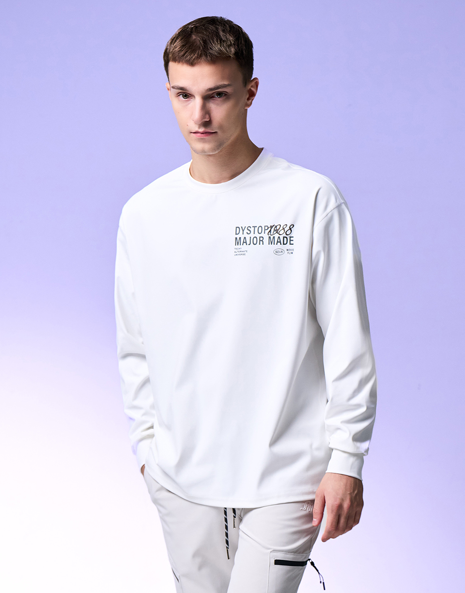 疊層草寫字彈力機能長T