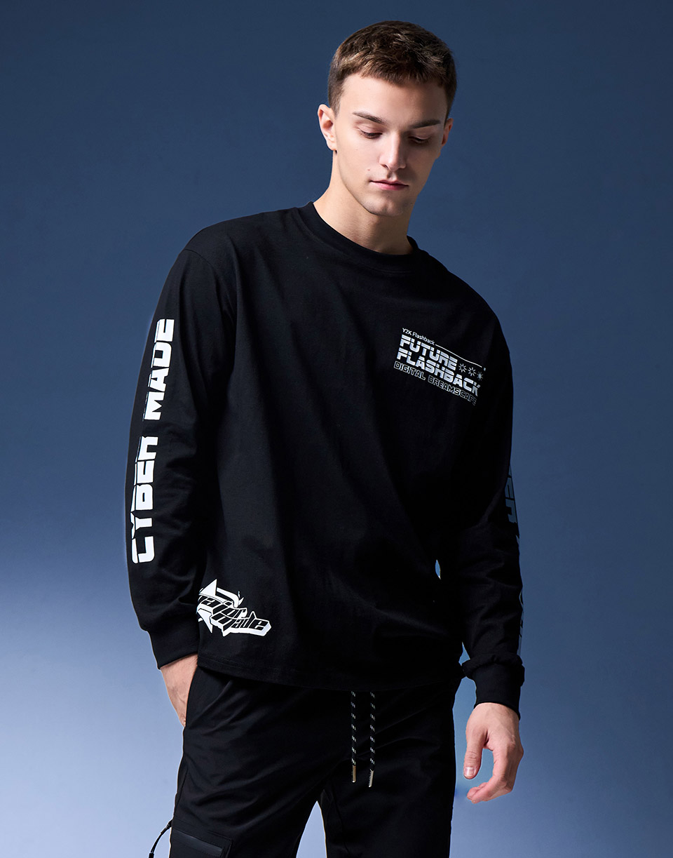 街頭側星星麻棉長T