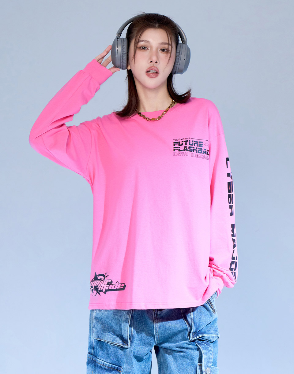 街頭側星星麻棉長T