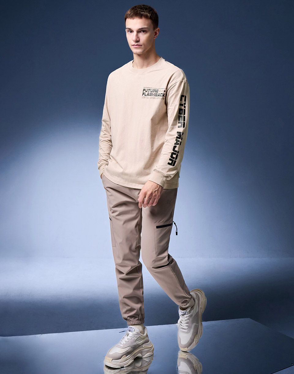 街頭側星星麻棉長T