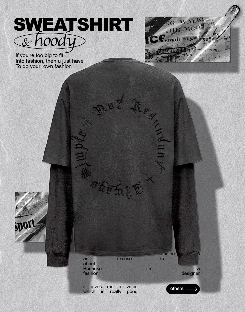 歌德刺繡假兩件薄長T