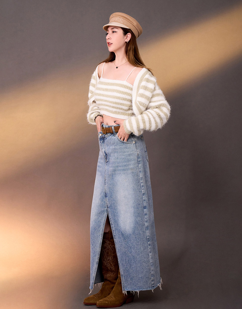 條紋背心+短版小外套SET組