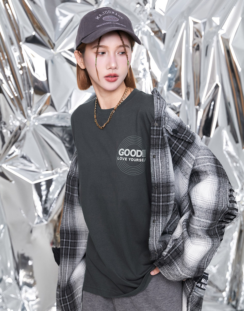 唱盤文字厚膠印短TEE