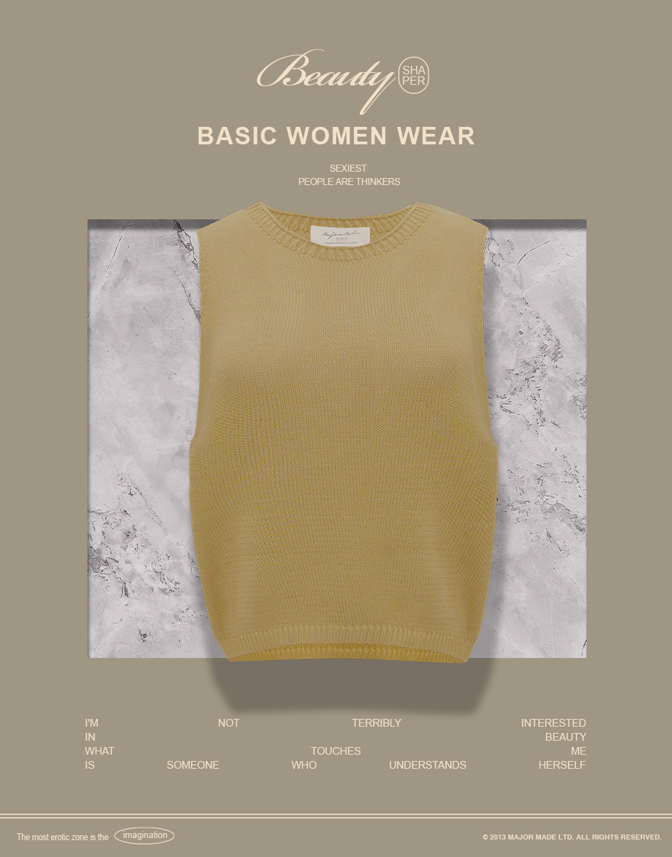 五色寬肩下縮口針織背心