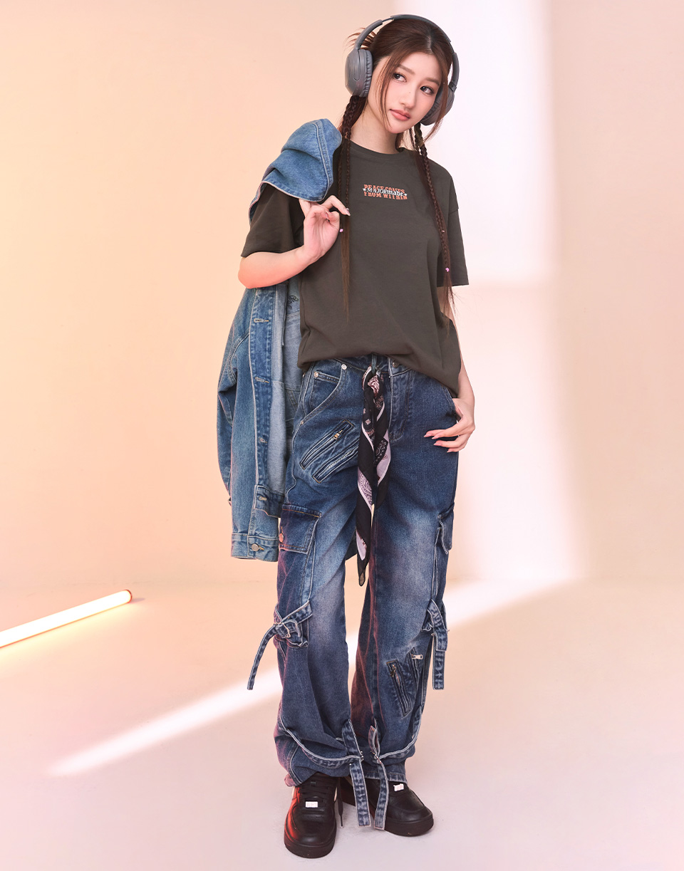 復古撞色厚版膠短T