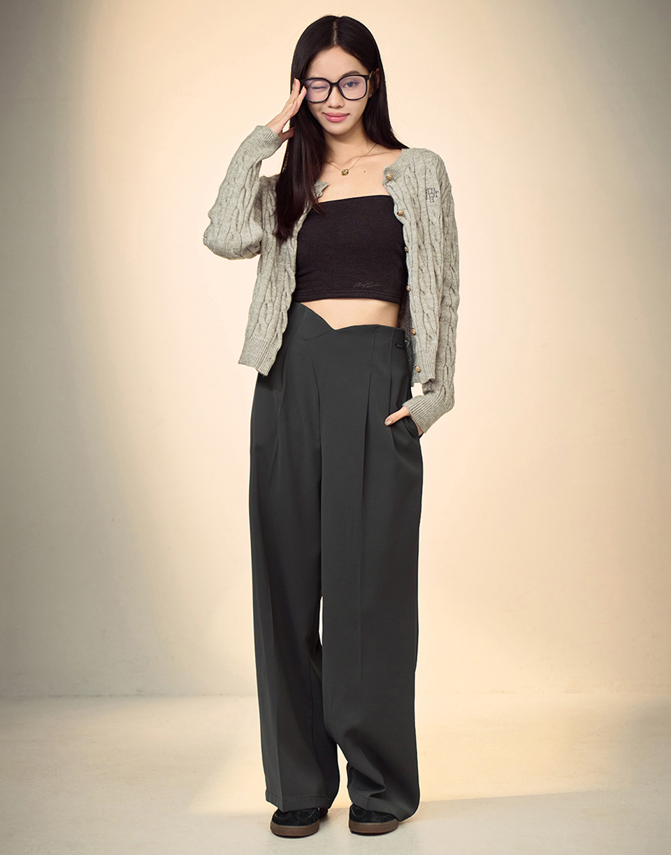 質感V字造型西裝寬褲