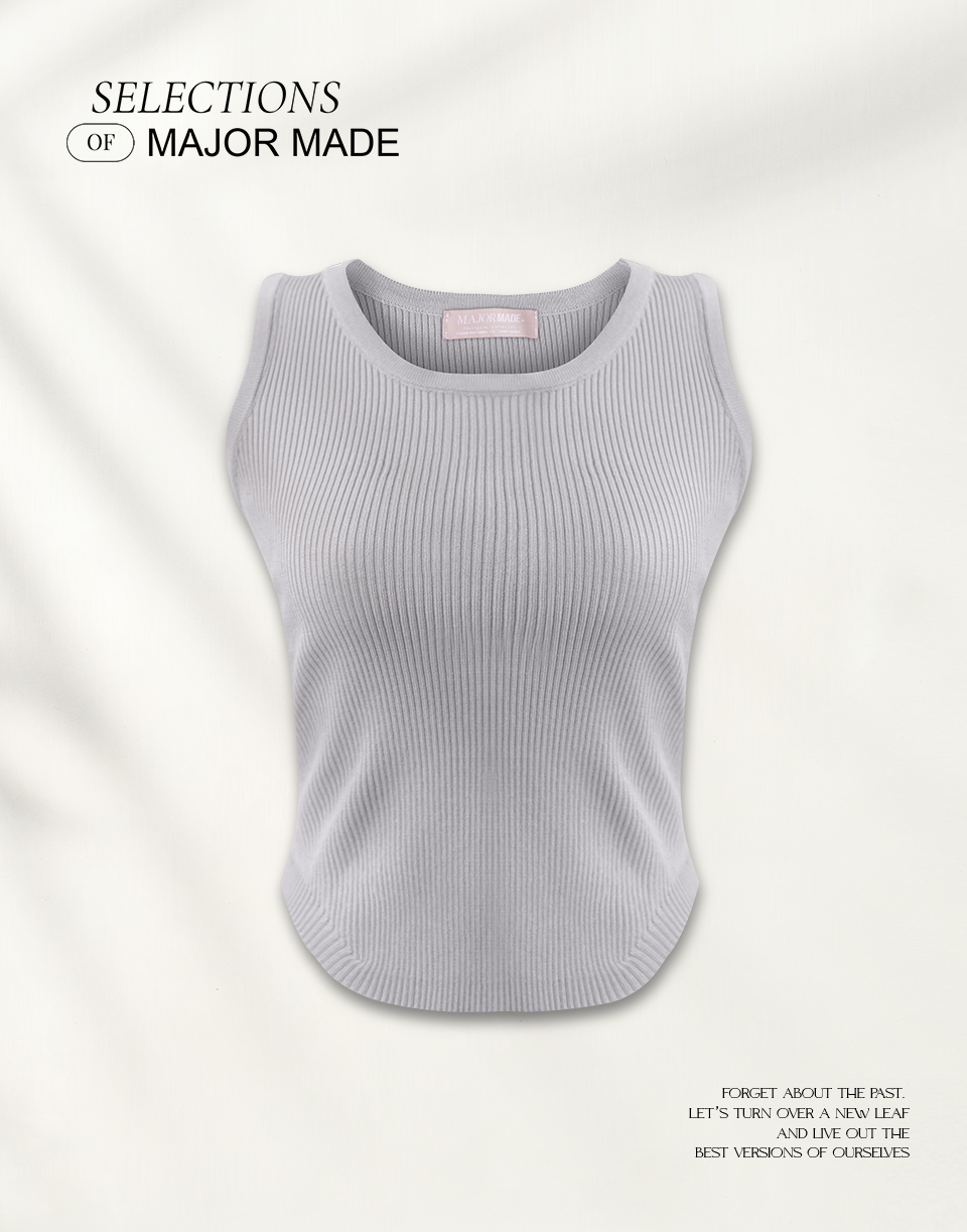 三色圓領針織無袖背心