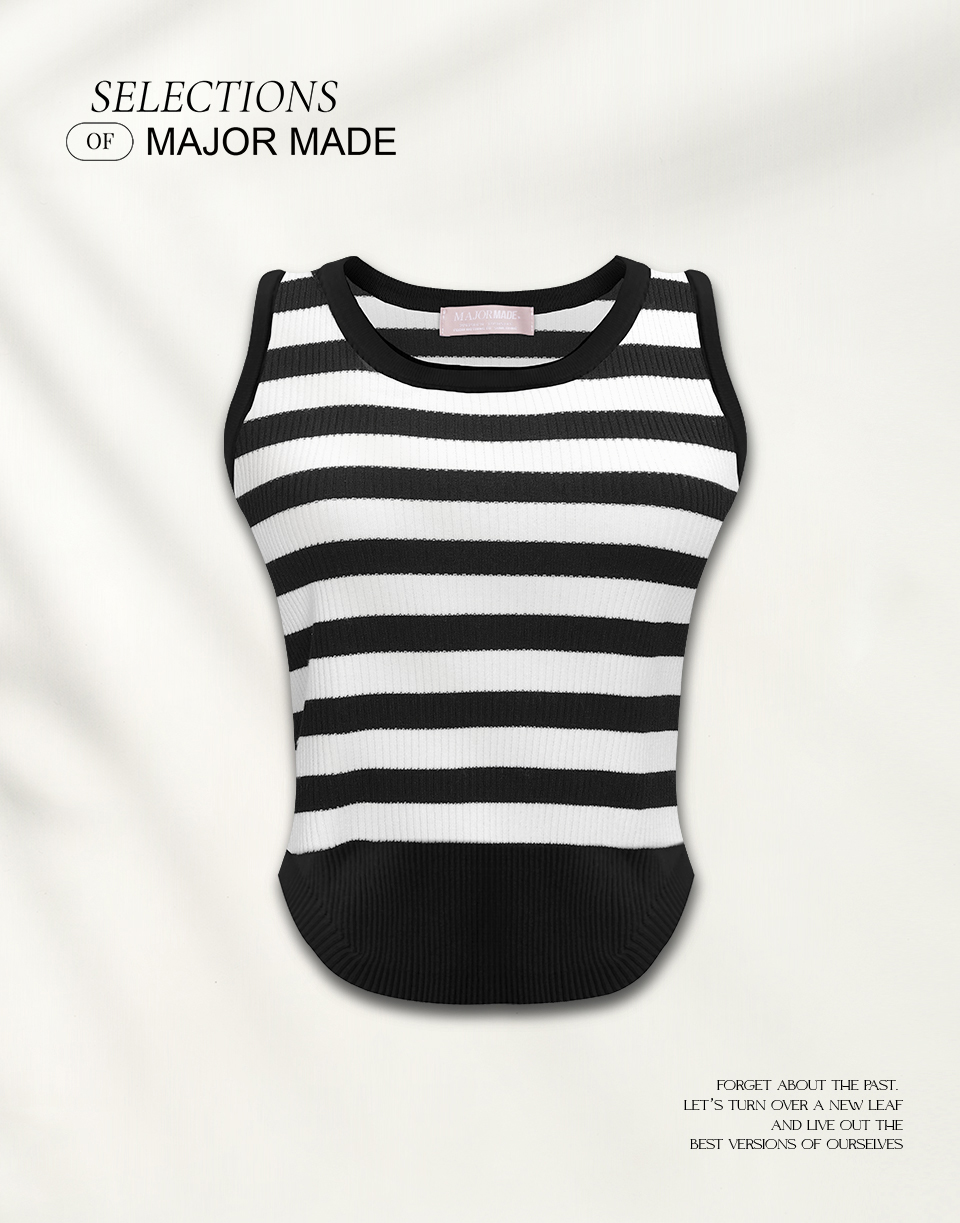 三色圓領針織無袖背心