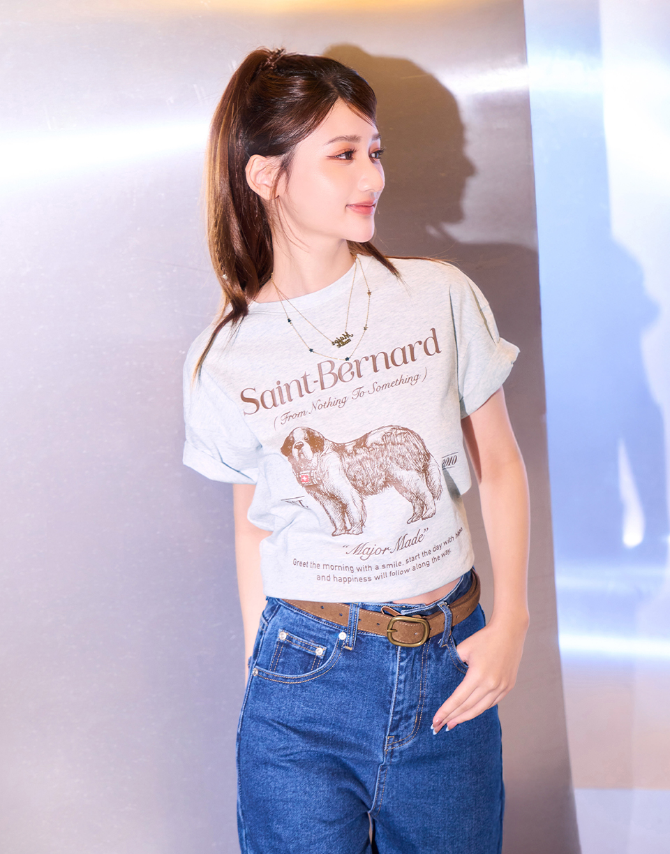 聖伯納犬素描厚版膠印T