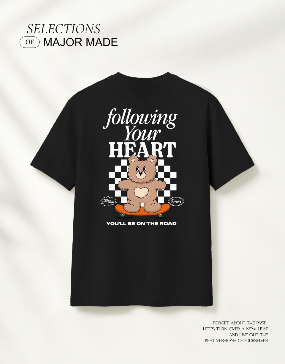 登峰小熊棋盤格刺繡口袋T