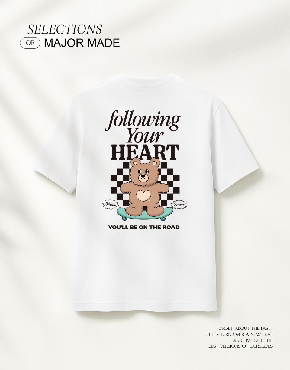 登峰小熊棋盤格刺繡口袋T