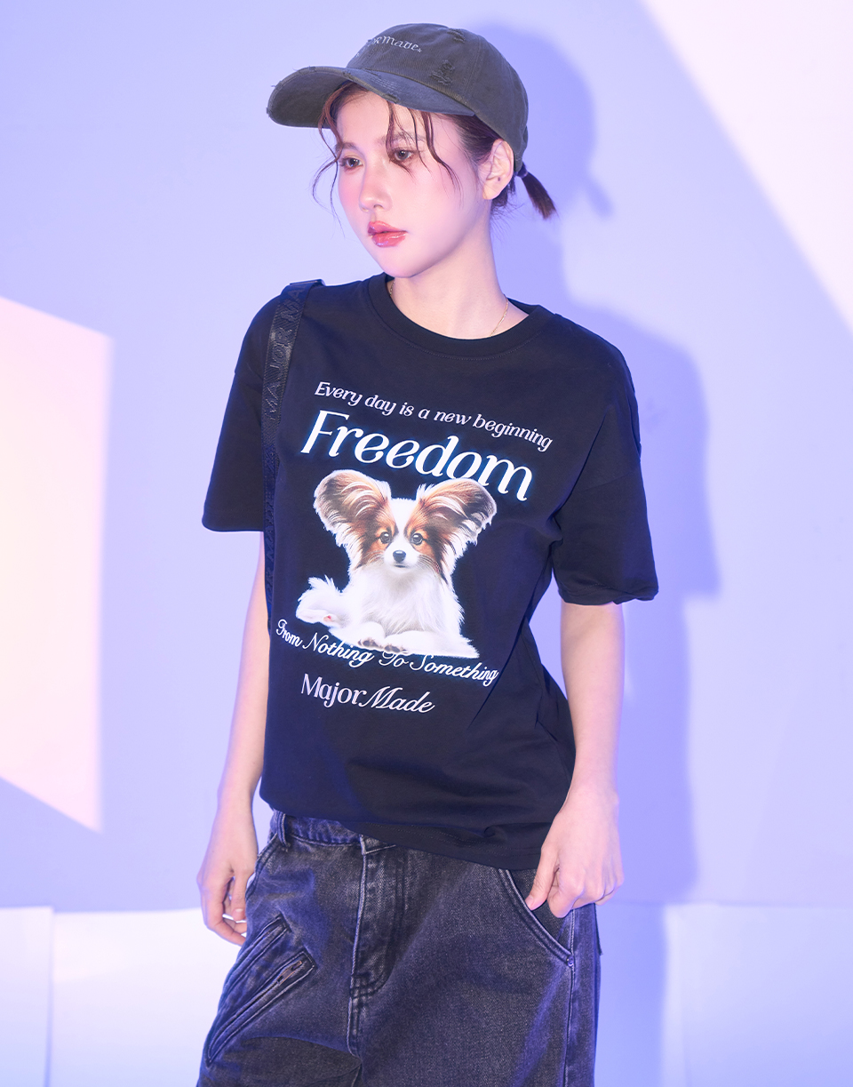 優雅蝴蝶狗印花短T