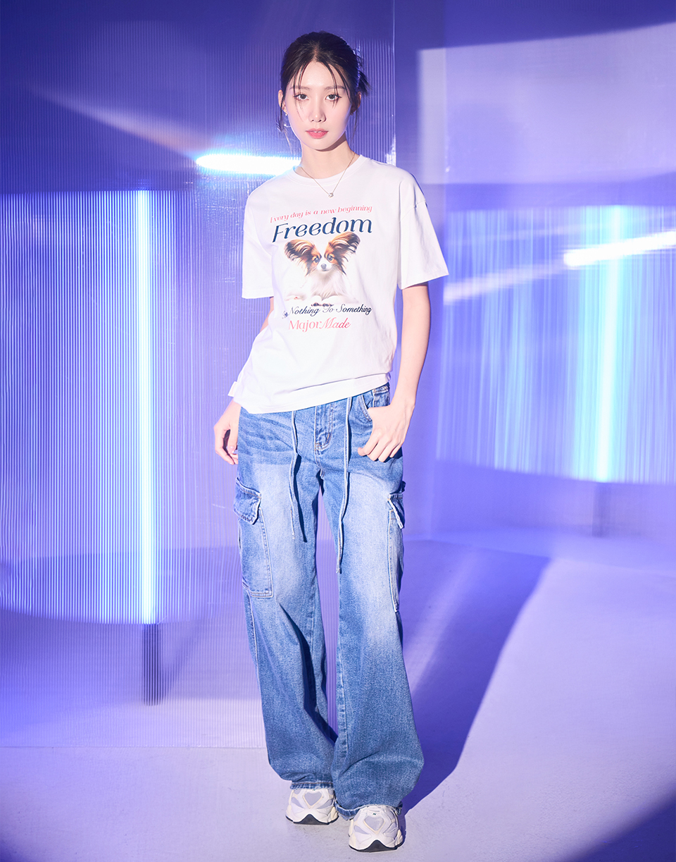 優雅蝴蝶狗印花短T