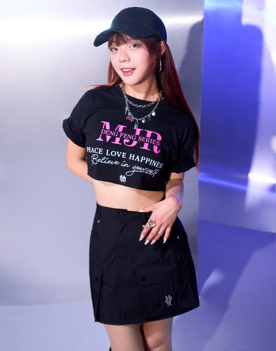 MJR凸膠雙疊字刺繡短T