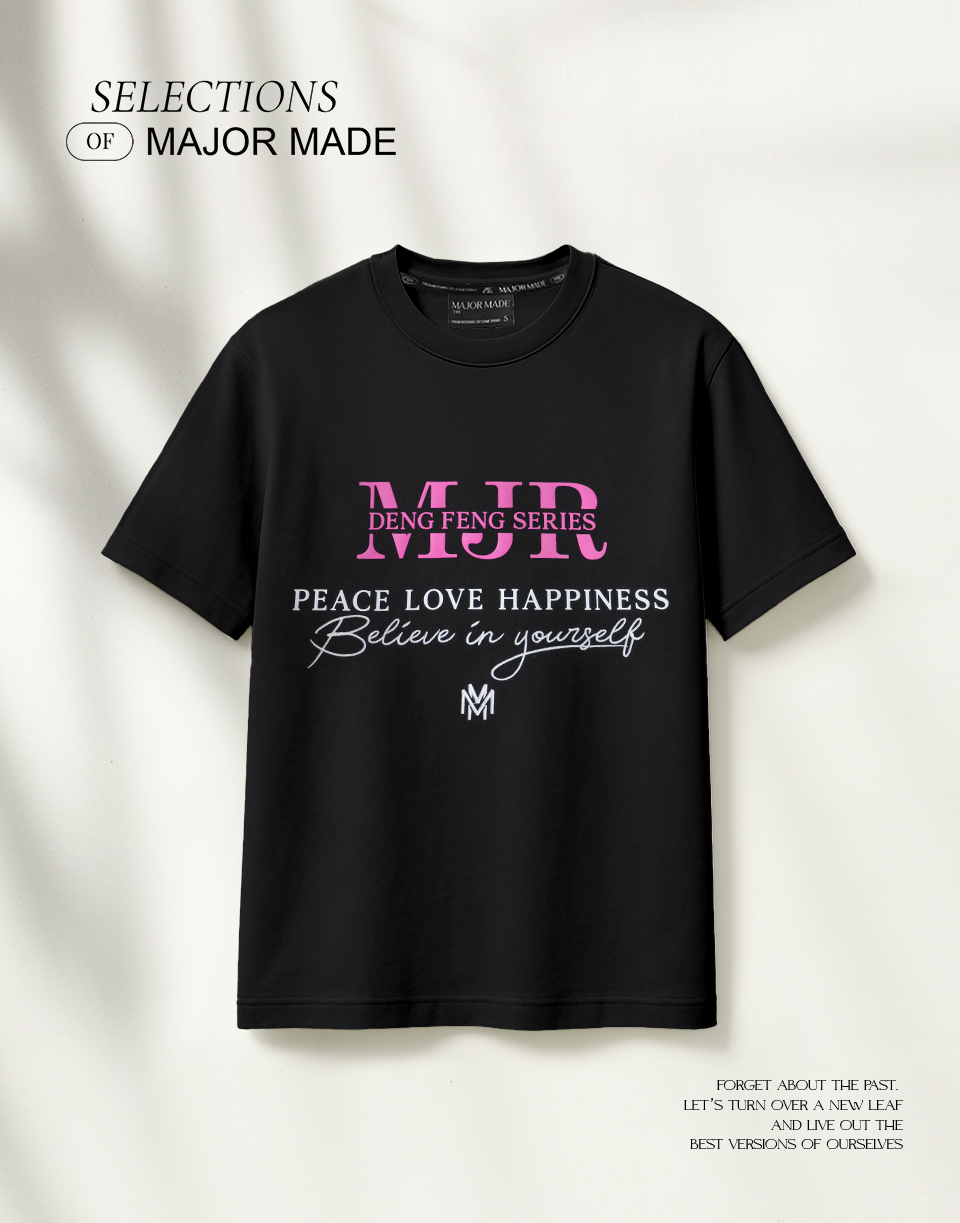 MJR凸膠雙疊字刺繡短T