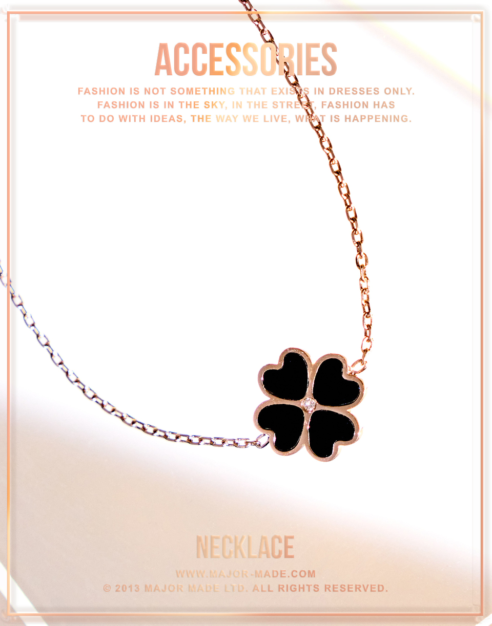 愛心幸運草母貝鑽金手鍊