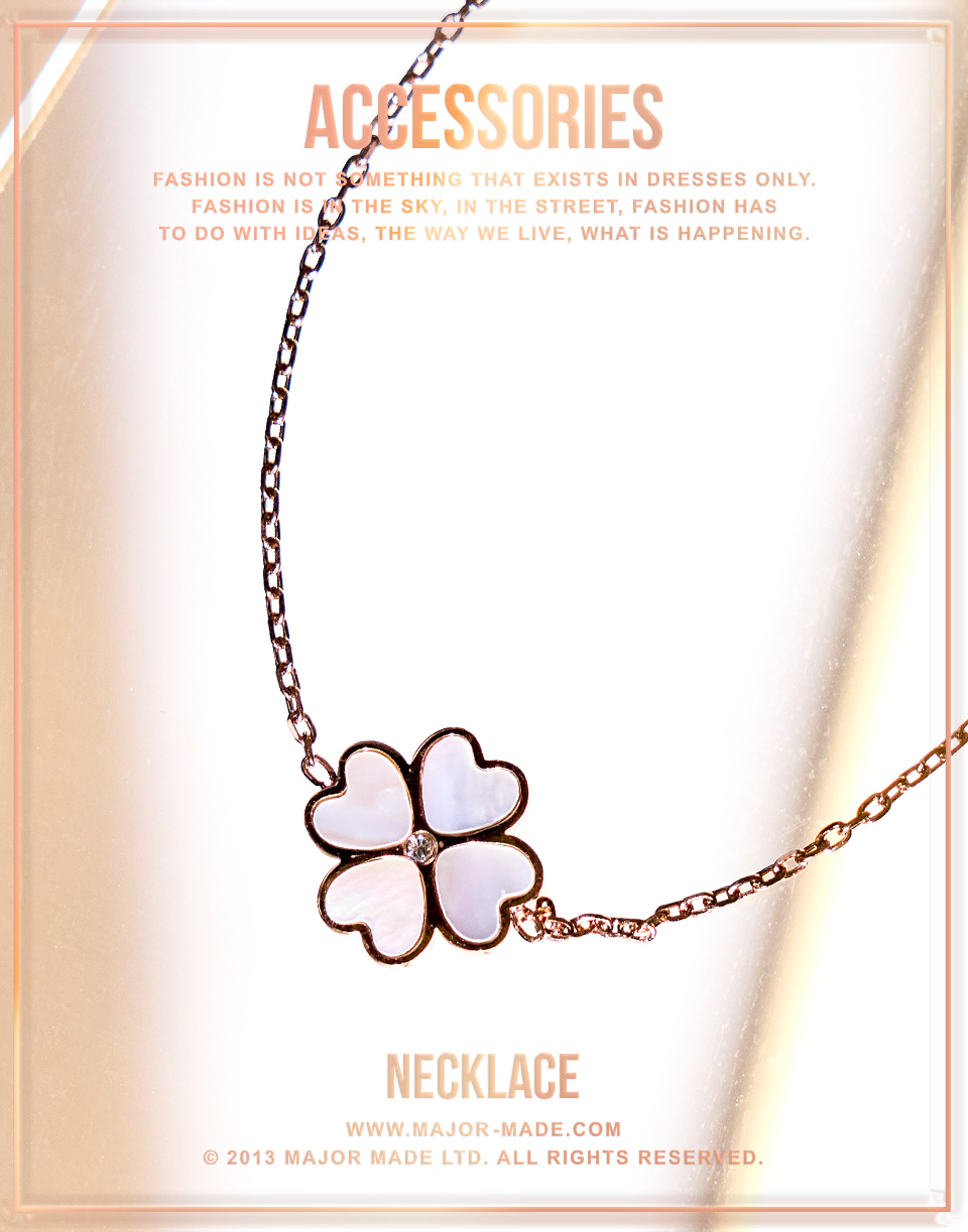 愛心幸運草母貝鑽金手鍊