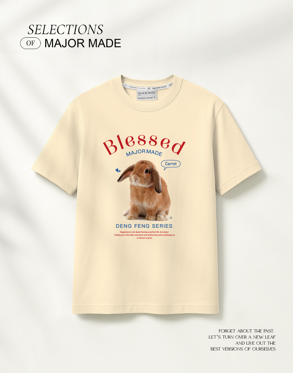 垂耳兔兔立體印花短T