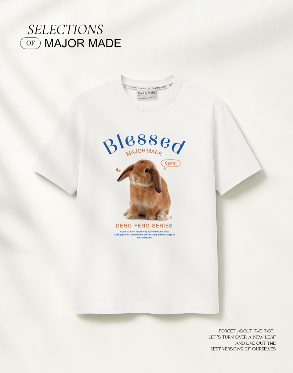 垂耳兔兔立體印花短T