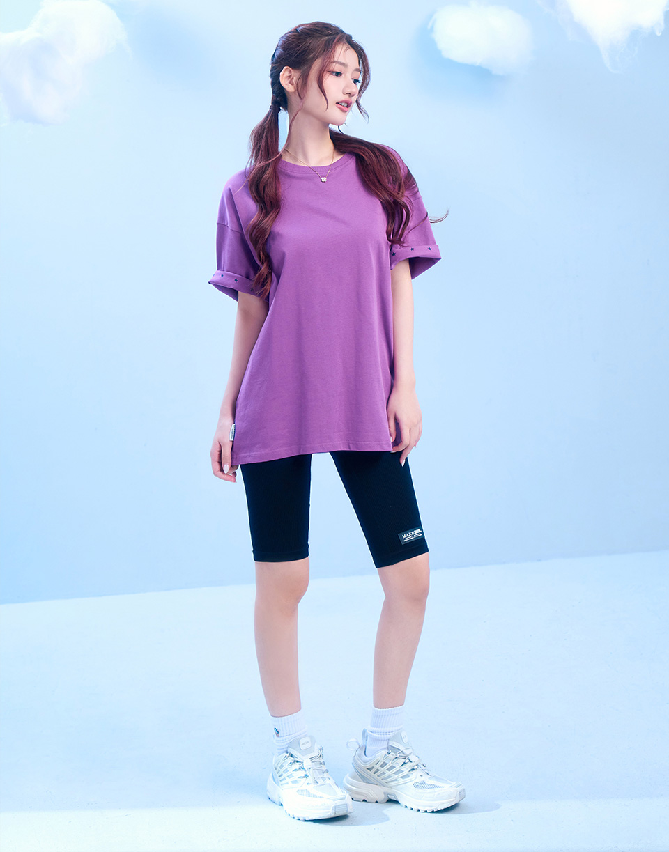 VIP歌德字螢光星星翻袖短T