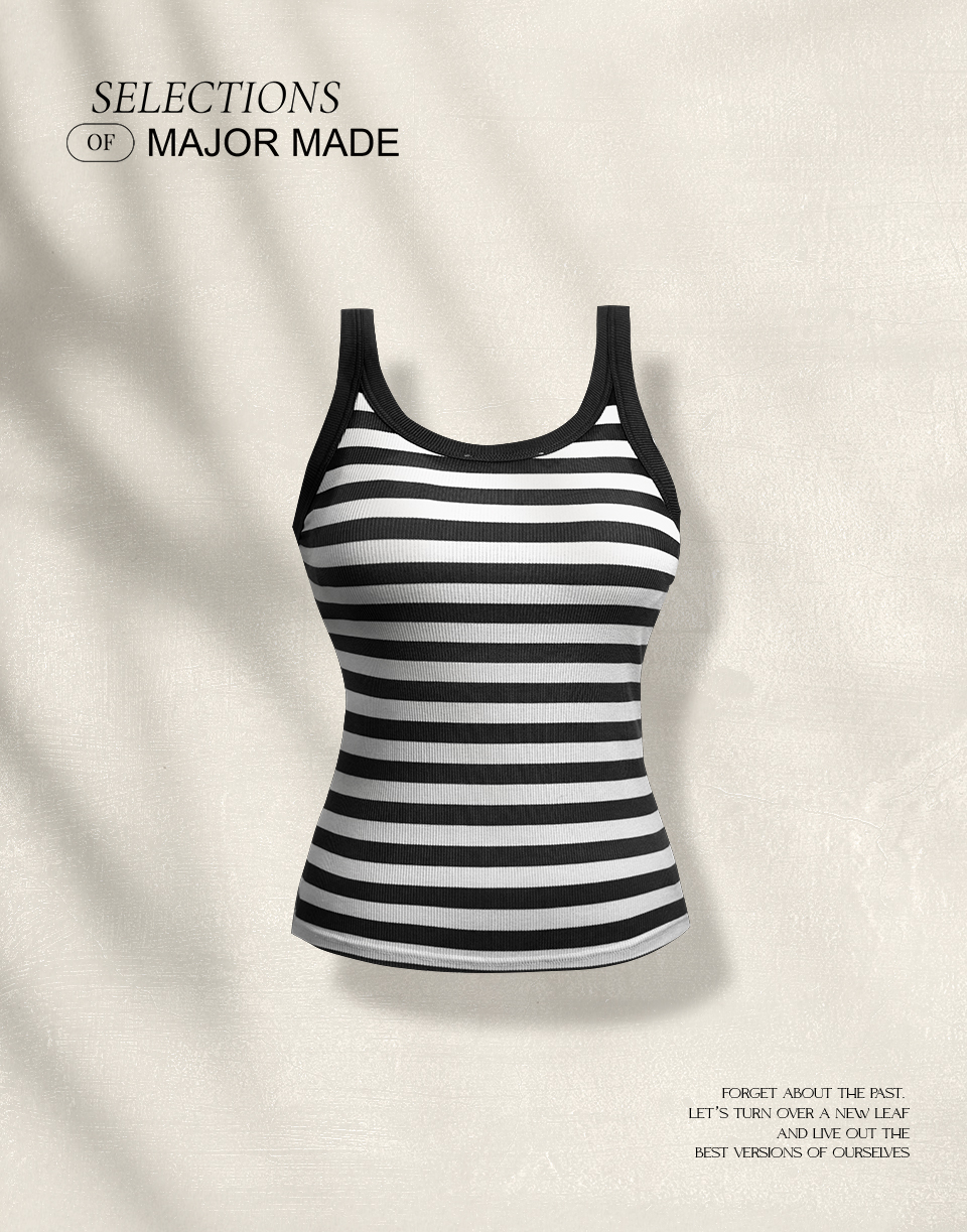 經典條紋圓領背心