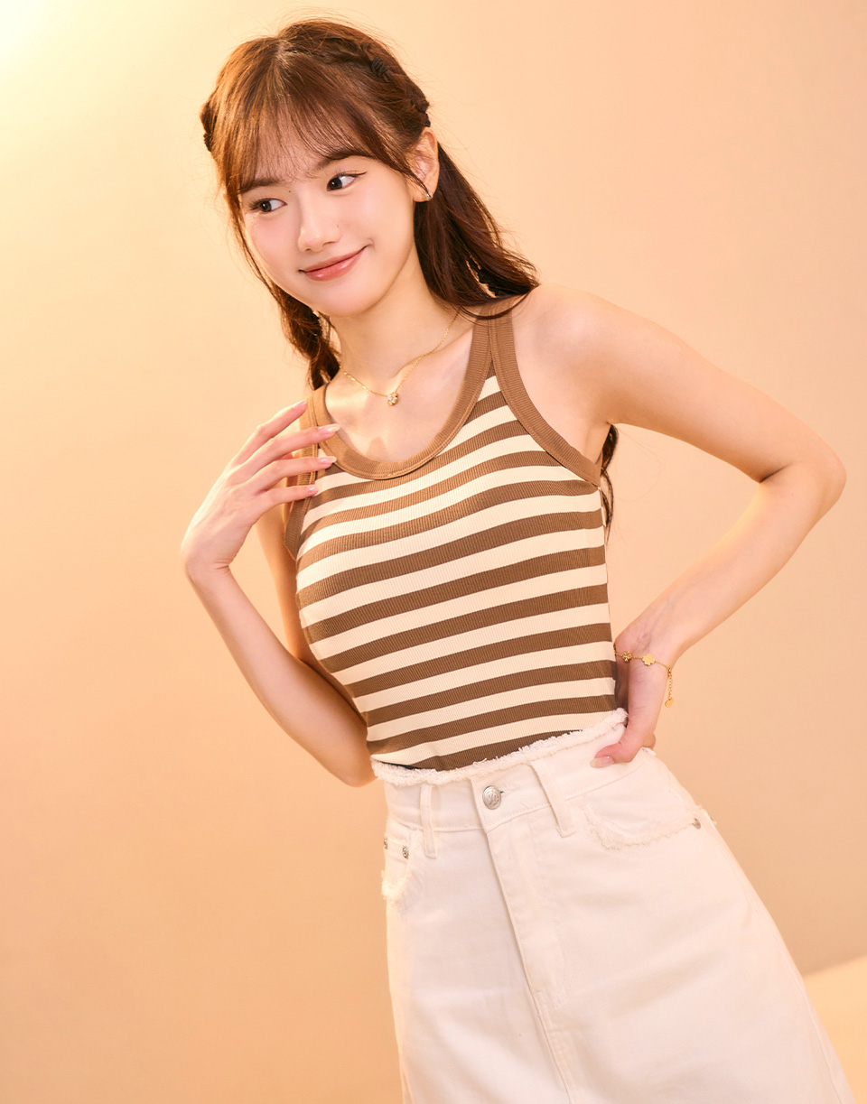 經典條紋圓領背心