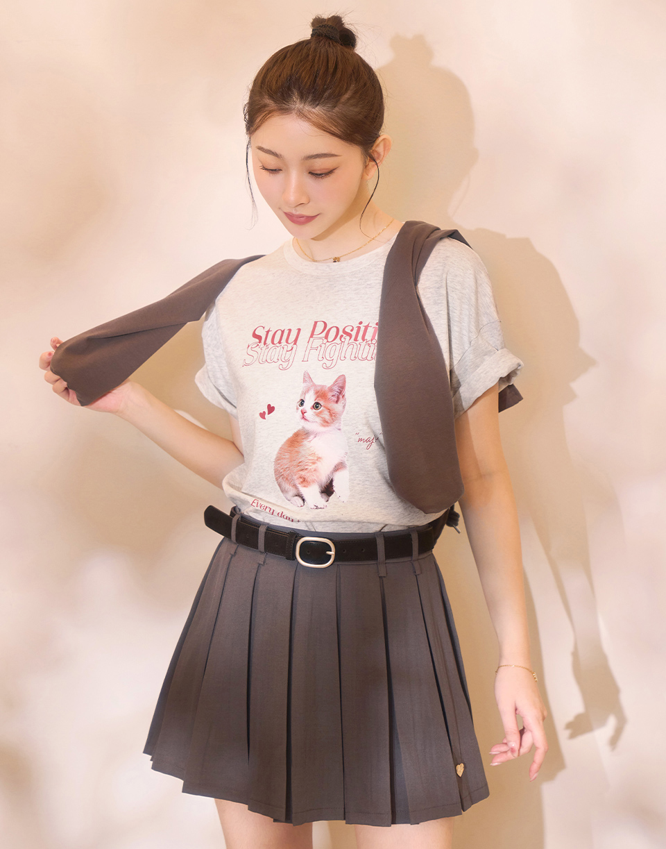 可愛橘幼貓立體印花短T