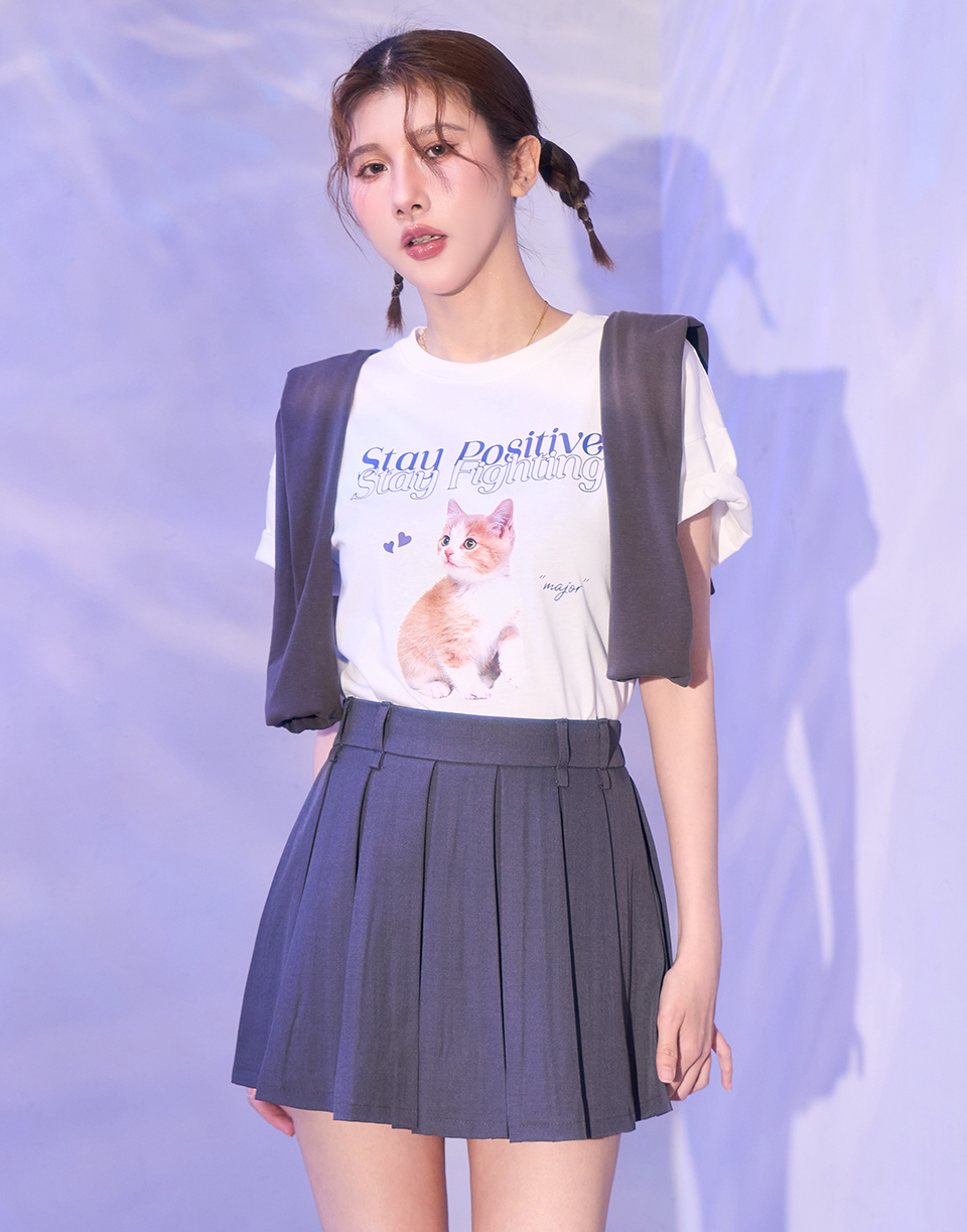 可愛橘幼貓立體印花短T