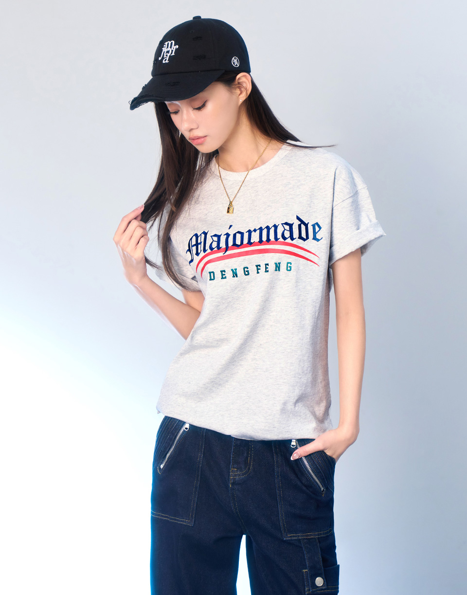 刺繡哥德字撞色厚版膠短T